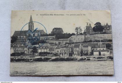 Cpa 1914, Conflans saint Honorine, vue générale prise de l'ile, Yvelines 78