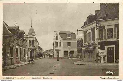 41 - Contres - Carrefour Gambetta - Animée - CPA - Voir Scans Recto-Verso