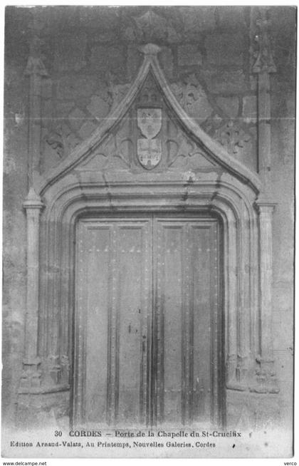 Carte Postale Ancienne de CORDES-Porte de la chapelle du Saint Crucifix