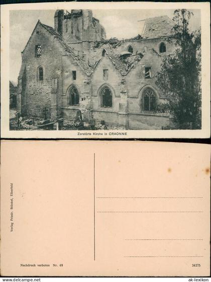 CPA Craonne Zerstörte Kirche WK1 1915