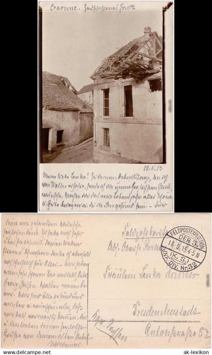 Privatfotokarte Craonne Zerstörte Häuser Schlacht bei Craonne 1915