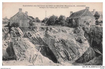 CAR-AFYP8-0422-53 - Exploitation des carroères de CREZ-EN-BOUERE - Sciage à la masse par fil hélicoidal - Mine
