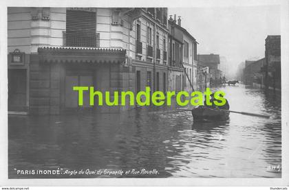 CPA 75 CARTE DE PHOTO PARIS INONDE 1910 INONDATIONS DE PARIS ANGLE DU QUAI DE GRENELLE ET RUE ROUELLE