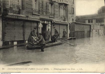 CPA Inondations de Paris Janvier 1910 Demenagement Rue Gros
