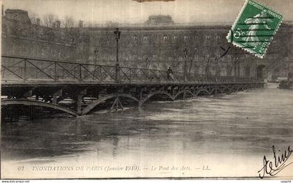 Paris - Inondations de Paris 1910 - Le Pont des Arts - CPA