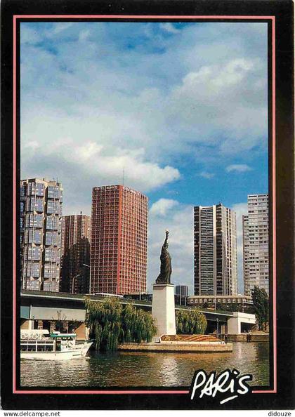 Carte Postale - 75 - Paris - La Seine et ses bords - Le Front de Seine - La Statue de la Liberté - Buildings - CPM - Voi