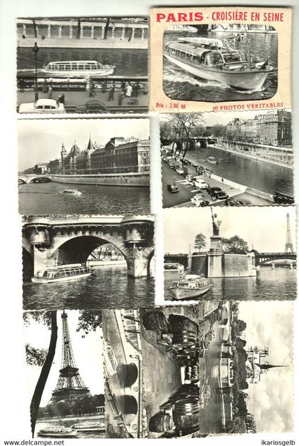 Paris 1966 " Croisiere en Seine " 10 Photos Veritables petite Etui Photo Editeur A.Leconte
