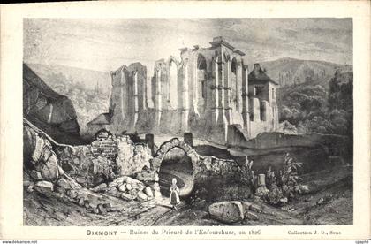 CPA Dixmont Ruines du Prieure de L'Enfourchure