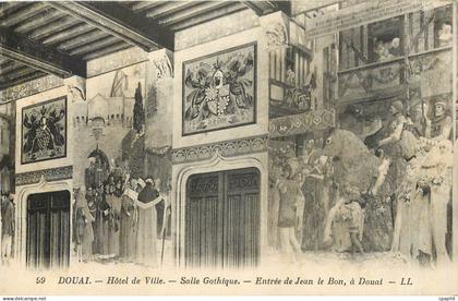 CPA Douai Hotel de Ville Salle Gothique Entree de Jean le Bon a Douai