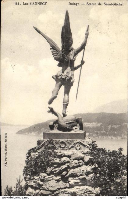 CPA Duingt Statue de Saint Michel