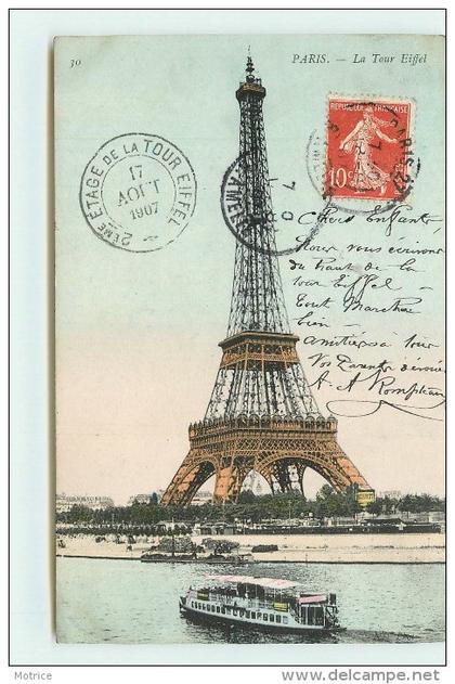 PARIS - La Tour Eiffel (cachet 2em étage 1907).
