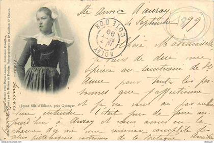 Carte Postale Ancienne - 29 - Elliant - Jeune fille d'Elliant près Quimper - Animée - Folklore Scènes et Types - Précurs