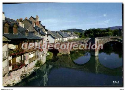 CPA Espalion Aveyron Le Pont et les vieilles maisons