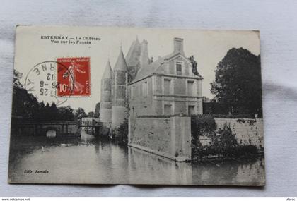 Cpa 1912, Esternay, le château, vue sur les fossés, Marne 51