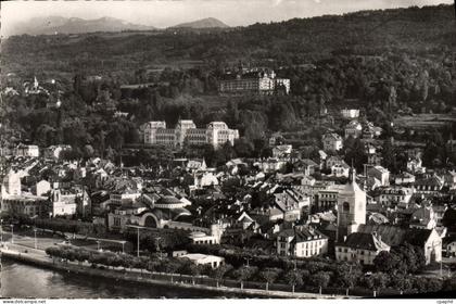 CPA Evian Les Bains vue Aerienne L'Eglise Le Casino jardin grands hotels