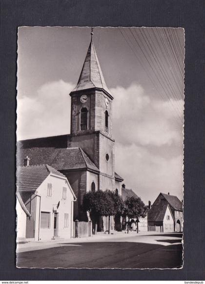 Prix fixe CPSM Fessenheim (68) Eglise et Rue Principale ( Ed. L.L. Mulhouse)