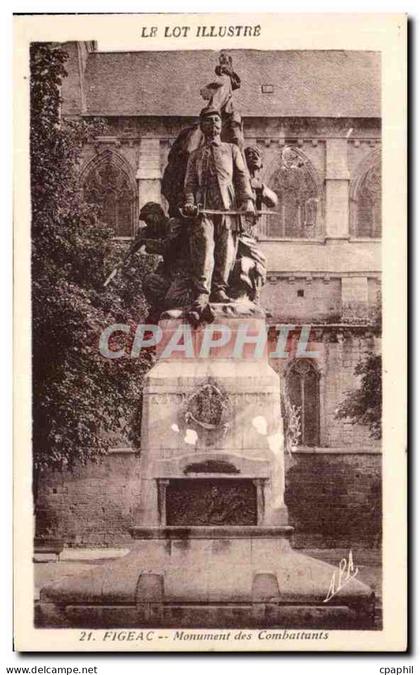 CPA Figeac Monument des Combattants Militaria