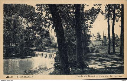 CPA Fleurance Bords Du Gerset Caseade Du Barrage