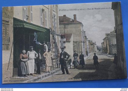 Flins-sur-Seine [78] Yvelines rue de Maule CPA Carte Postale colorisée repro