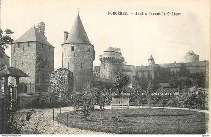 CPA Fougeres Jardin devant le chateau