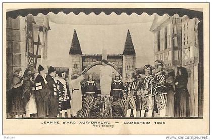 - ref - G867 - bas rhin - gambsheim 1939 - jeanne d arc auffuhrung  - verbrennung -  carte bon etat -
