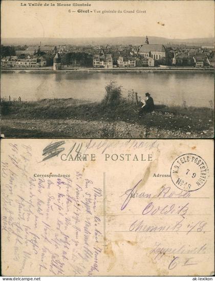 CPA Givet Givet (Djivet) Gesamtansicht von Givet mit der Maas 1914