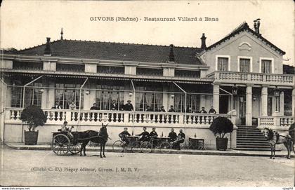 Givors CPA Restaurant Villard a Bans (cyclistes attelages chevaux)