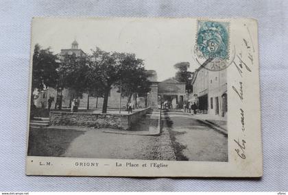 Cpa 1904, Grigny, la place et l'église, Rhône 69