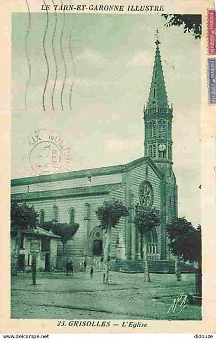 Carte Postale Ancienne - 82 - Grisolles - L'Eglise - Animée - Oblitération ronde de 1938 - Flamme Postale - CPA - Voir S