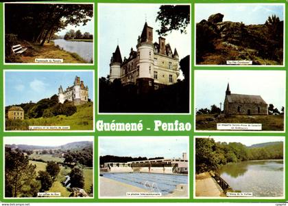CPSM Guemene Penfao Loire Atlantique Juzet piscine étang de la Vallée chapelle fée carabosse moulin