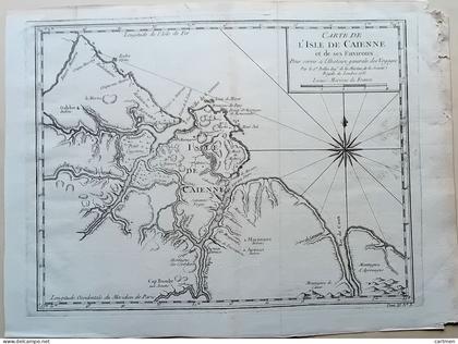 GUYANE DOM TOM MAP ATLAS DEUX CARTES GEOGRAPHIQUES DE L'ILE  DE CAYENNE ET PLAN DE CAYENNE 1753