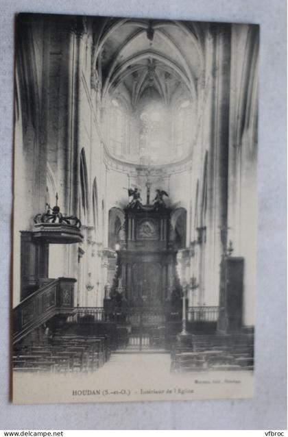 Cpa 1916, Houdan, intérieur de l'église, Yvelines 78