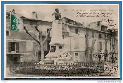 84 - L'ISLE sur SORGUE --  Monument alphonse Benoit