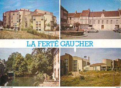 CPM La Ferte Gaucher S et M La Commanderie Place Hotel de Ville Le barrage