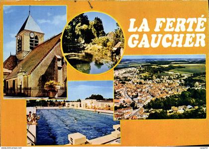 CPSM La Ferte Gaucher Eglise St Romain piscine