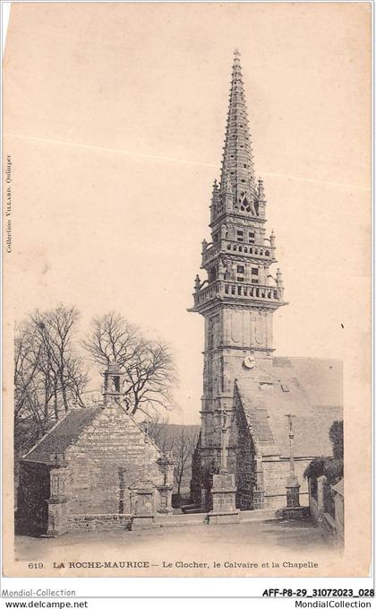 AFFP8-29-0628 - LA ROCHE-MAURICE - le clocher - le calvaire et la chapelle