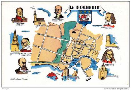 17 - LA ROCHELLE - plan de la ville et personnages historiques