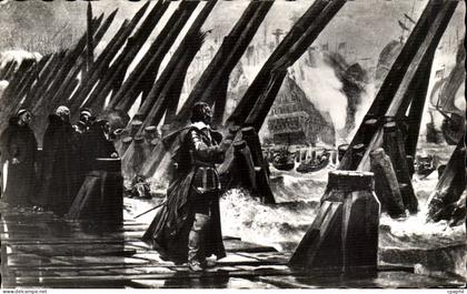 La Rochelle CPA Richelieu sur la jetee de la Rochelle (tableau)