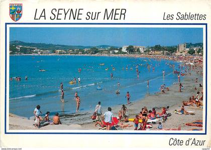 CPM Au Soleil de la Cote d'Azur La Seyne sur Mer La Plage des Sablettes Perspective sur Mar Vivo
