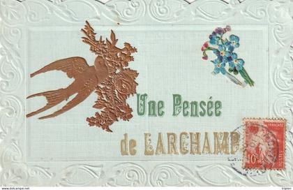 Une pensée de Larchamp - carte gauffrée - hirondelle