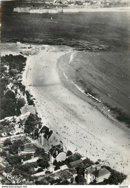CPM Larmor Plage Morbihan Vue aerienne Plage de Toulhars Au loin Port Louis