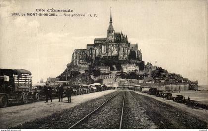 CPA Le Mont Saint Michel Vue Generale Automobiles