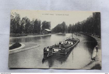 Léré, le bassin du canal, péniches et bateliers, Cher 18