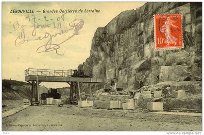 LEROUVILLE GRANDES CARRIERES DE LORRAINE CARTE GLACEE OUVRIERS