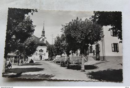 Cpsm, les Houches, place de l'église, Haute Savoie 74