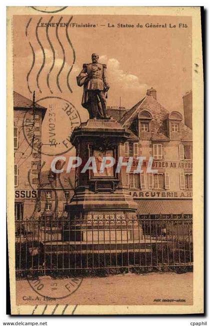 CPA Lesneven La Statue Du General Le Flo