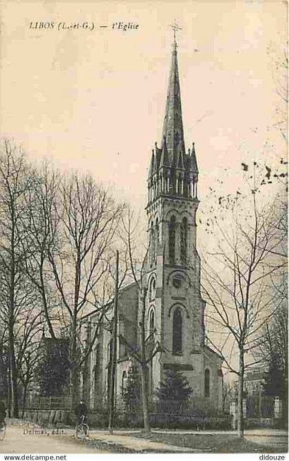 Carte Postale Ancienne - 47 - Libos - L'Eglise - Oblitération ronde de 1922 - Voir Timbre - Animée - CPA - Voir Scans Re
