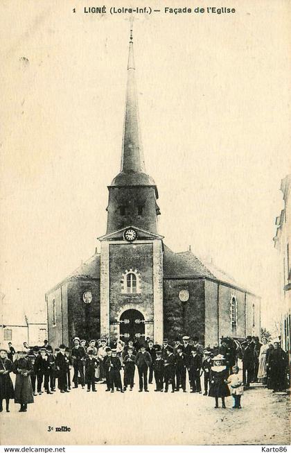 ligné * place de l'église et la façade * villageois