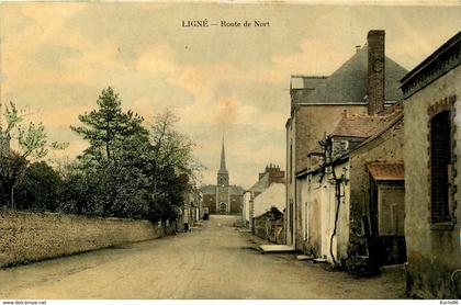 ligné * route de nort * l'église du village
