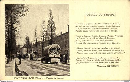 CPA Ligny En Barrois Passage de troupes Militaria